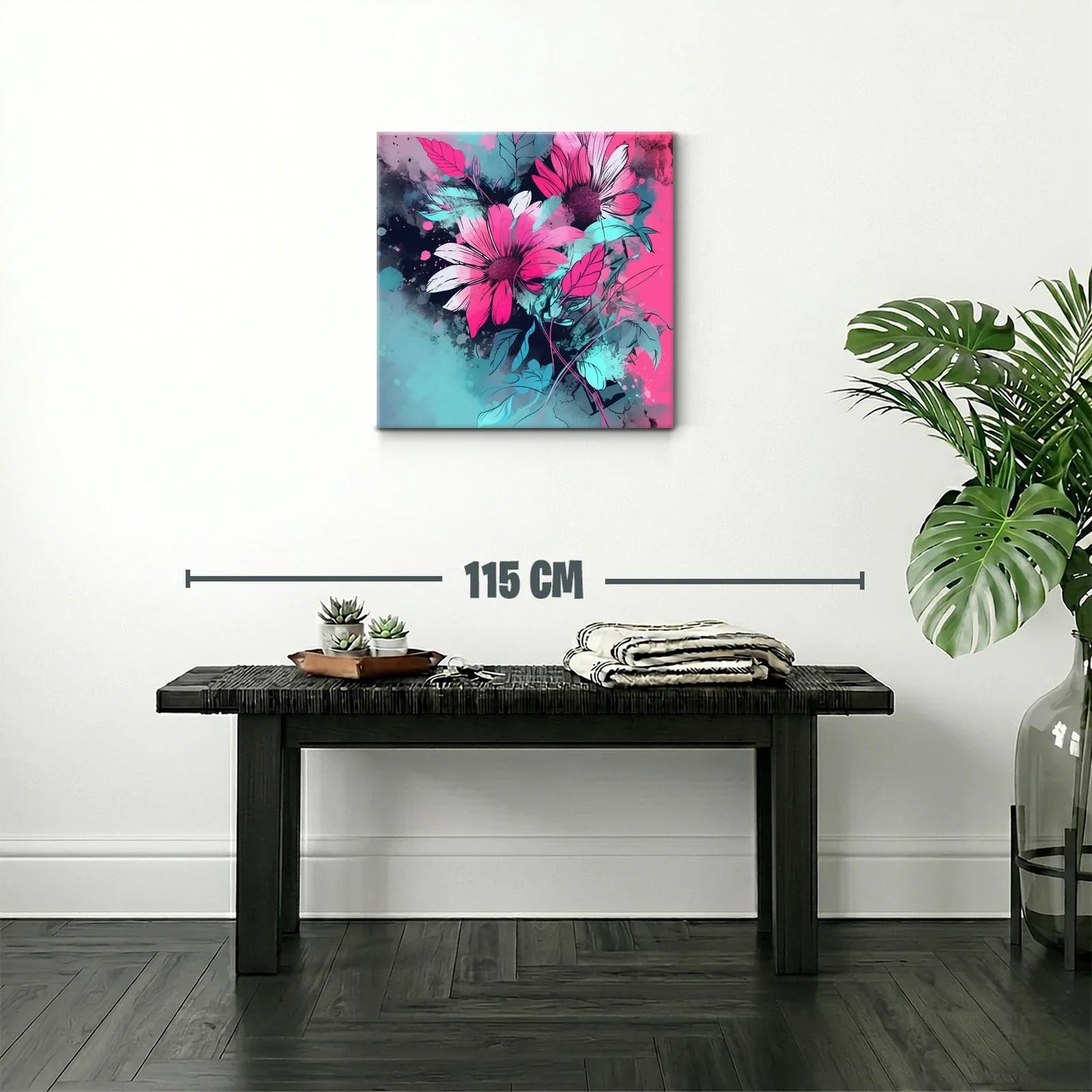 Flores vibrantes en tonos fucsia y azul turquesa — miniatura 2