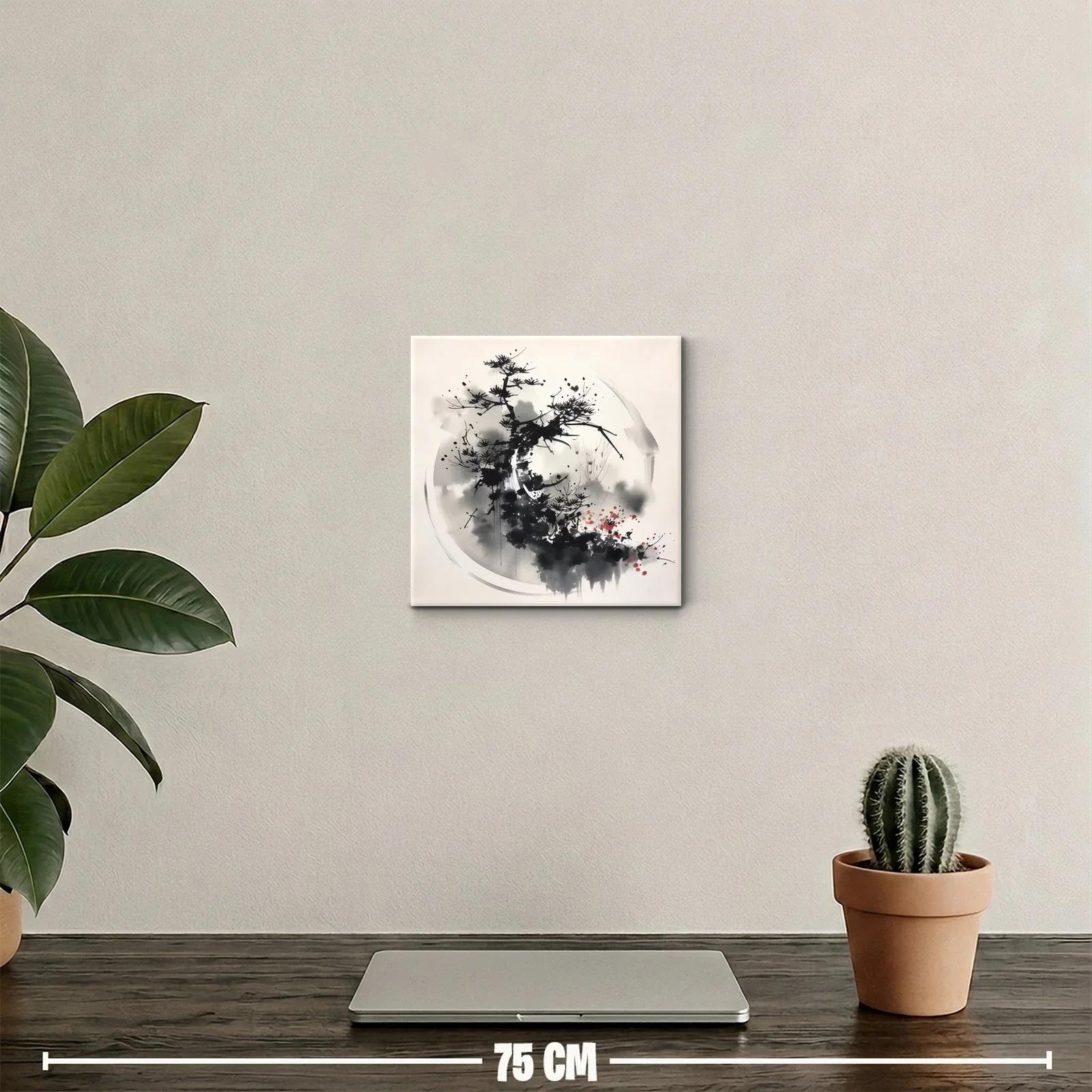 Cuadro abstracto de naturaleza en tonos grises y negros — miniatura 2