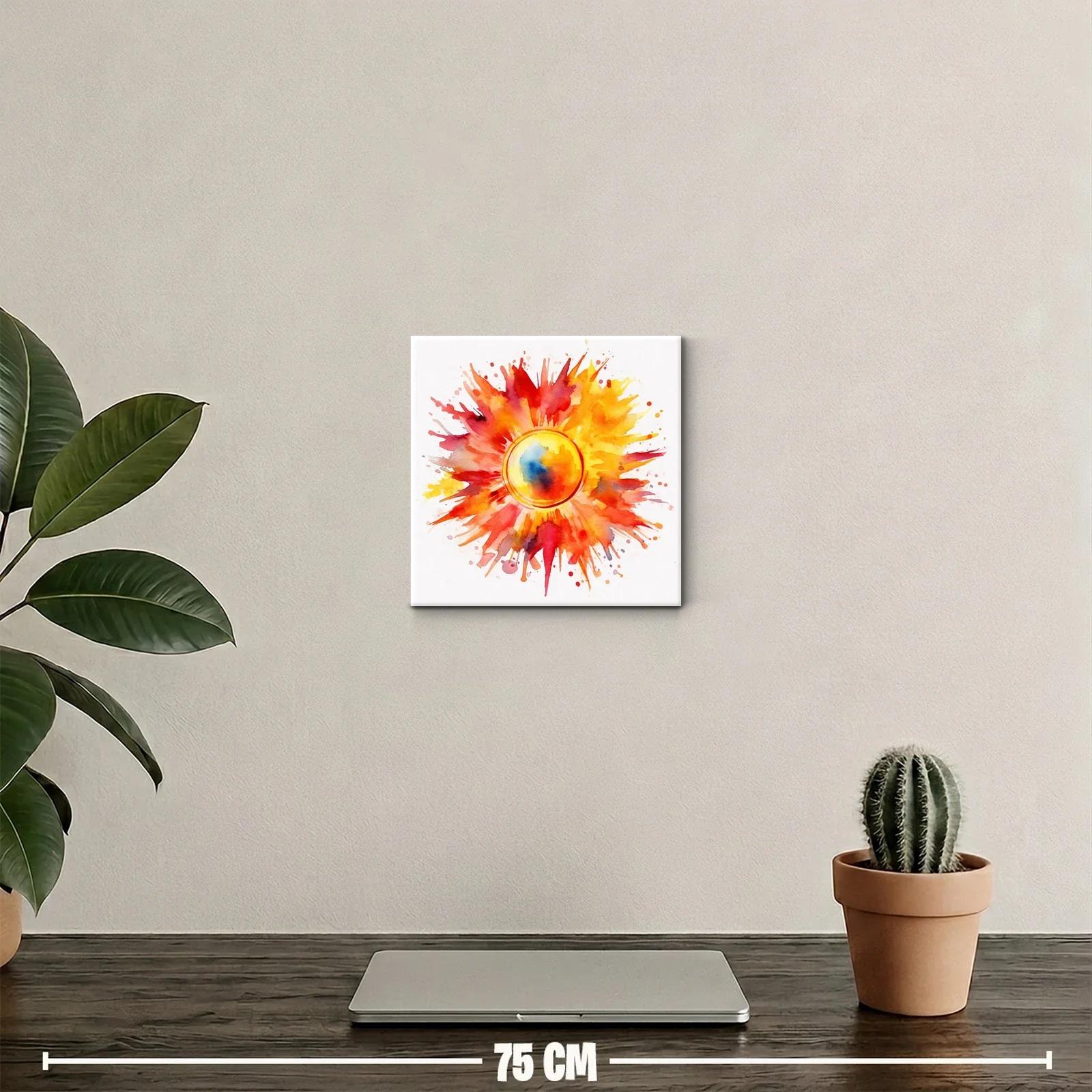 Cuadro decorativo sol vibrante en tonos cálidos — miniatura 2