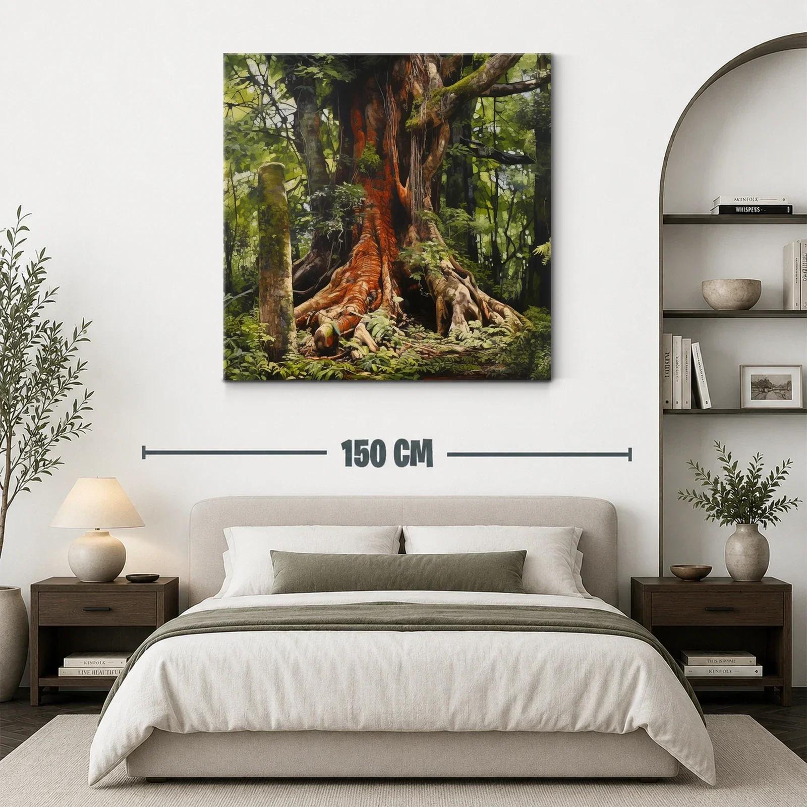 Majestuoso árbol con raíces aéreas en bosque tropical verde — miniatura 3
