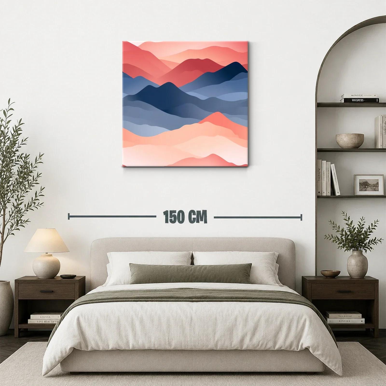 Paisaje abstracto de montañas en tonos cálidos y azules — miniatura 3
