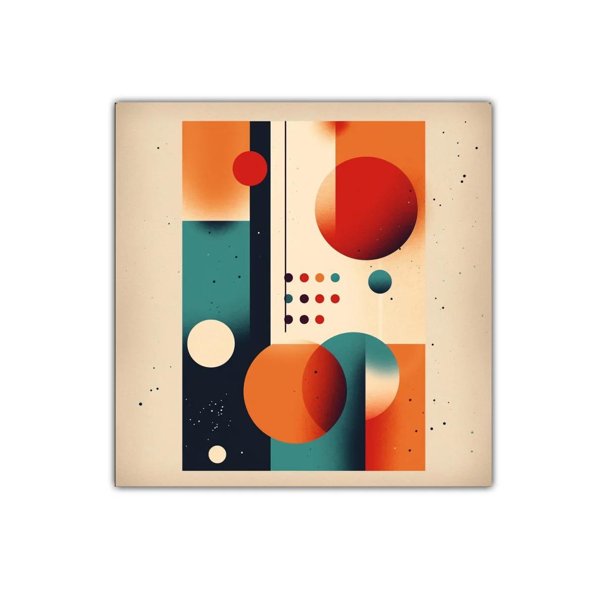Composición geométrica con círculos y bloques de color cálido