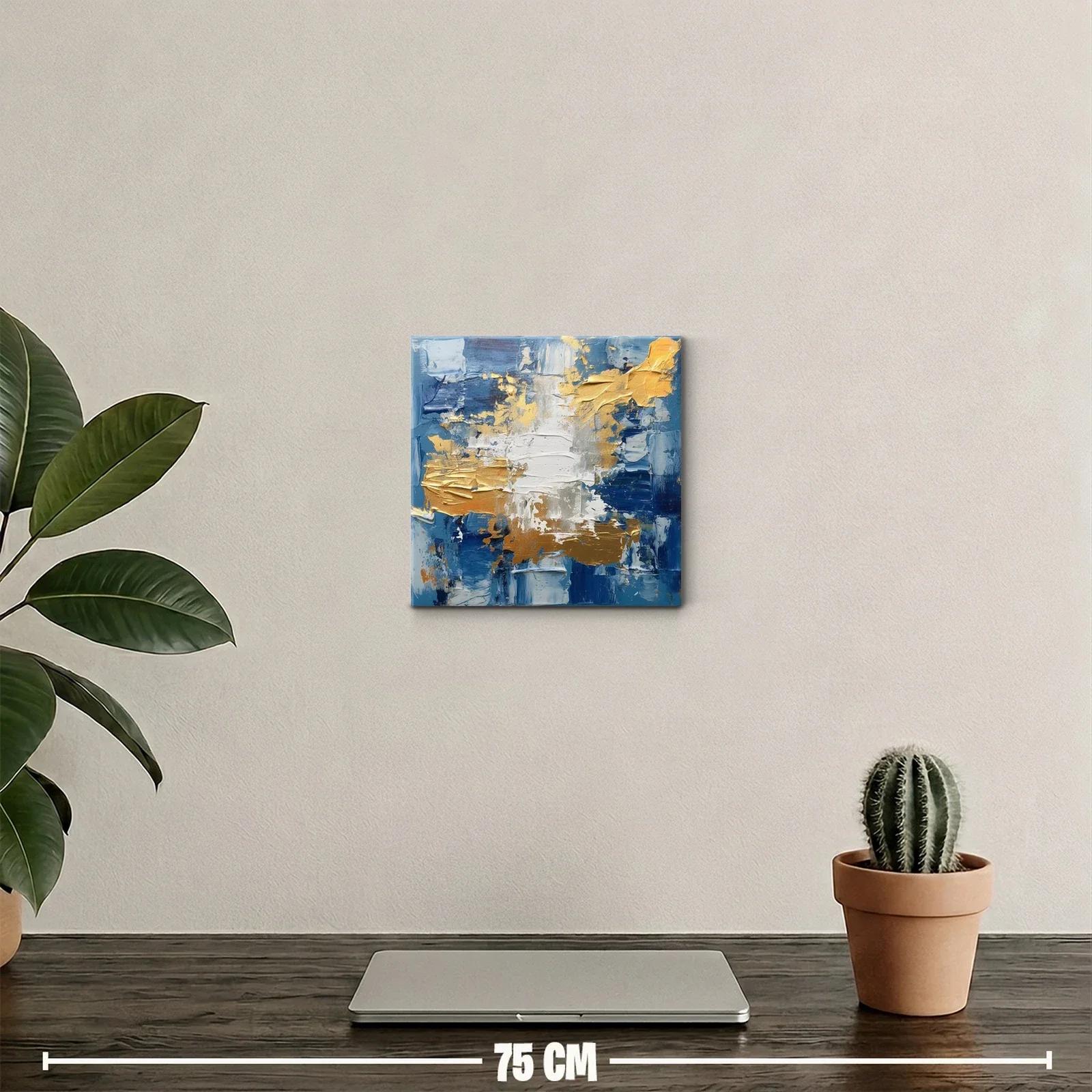 Composición abstracta en azul y dorado con texturas — miniatura 2
