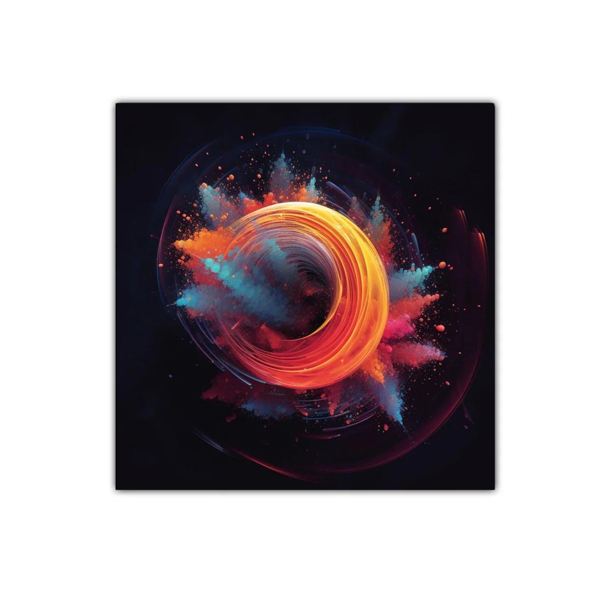 Cuadro Abstracto con Explosión de Colores y Movimiento Circular — imagen principal