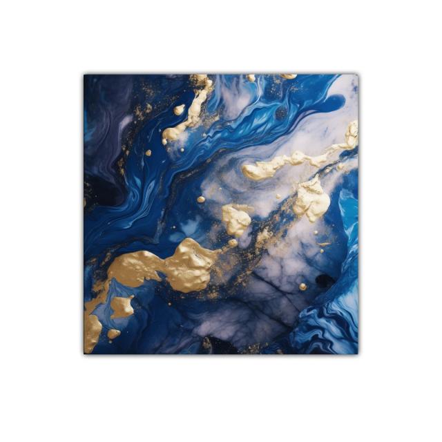 Cuadro abstracto en tonos azul y dorado para decorar ambientes