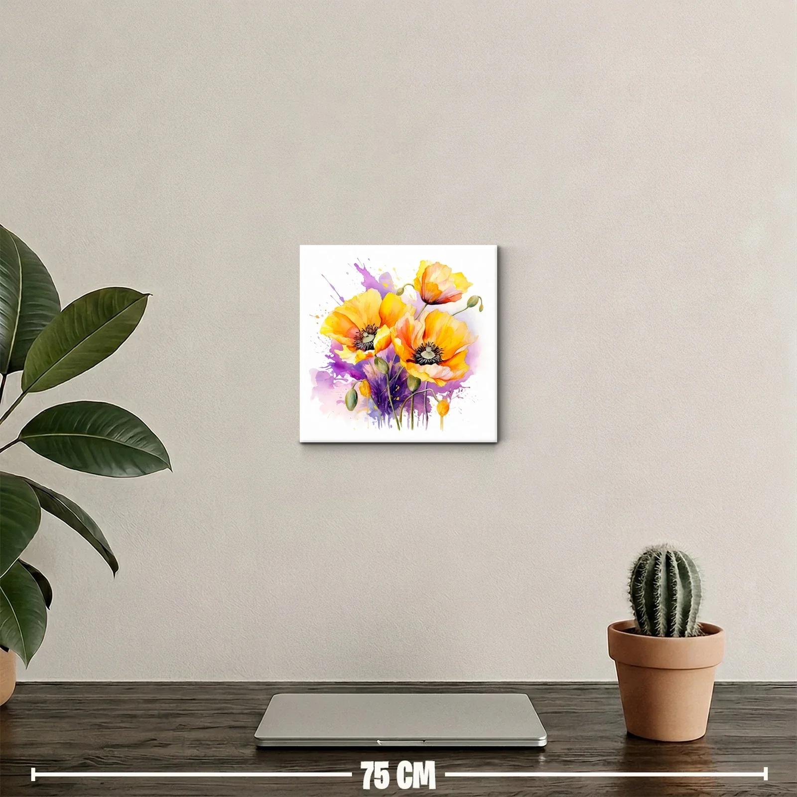 Cuadro decorativo con amapolas en tonos cálidos y vibrantes — miniatura 2