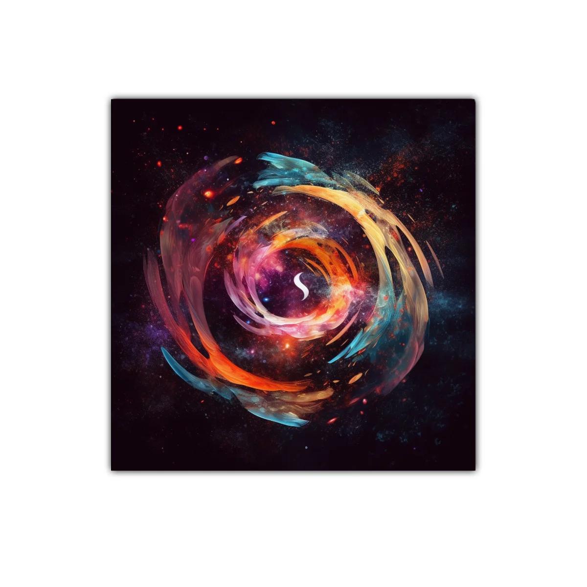 Cuadro abstracto con remolino de colores vibrantes y efecto galáctico — imagen principal