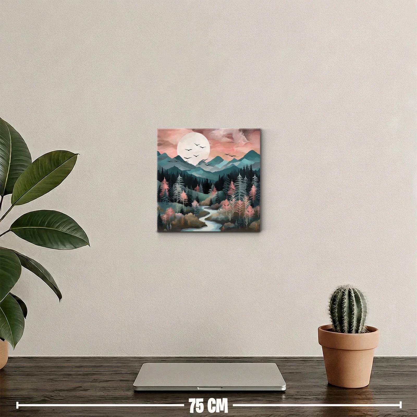 Paisaje sereno de montañas y bosque al amanecer — miniatura 2