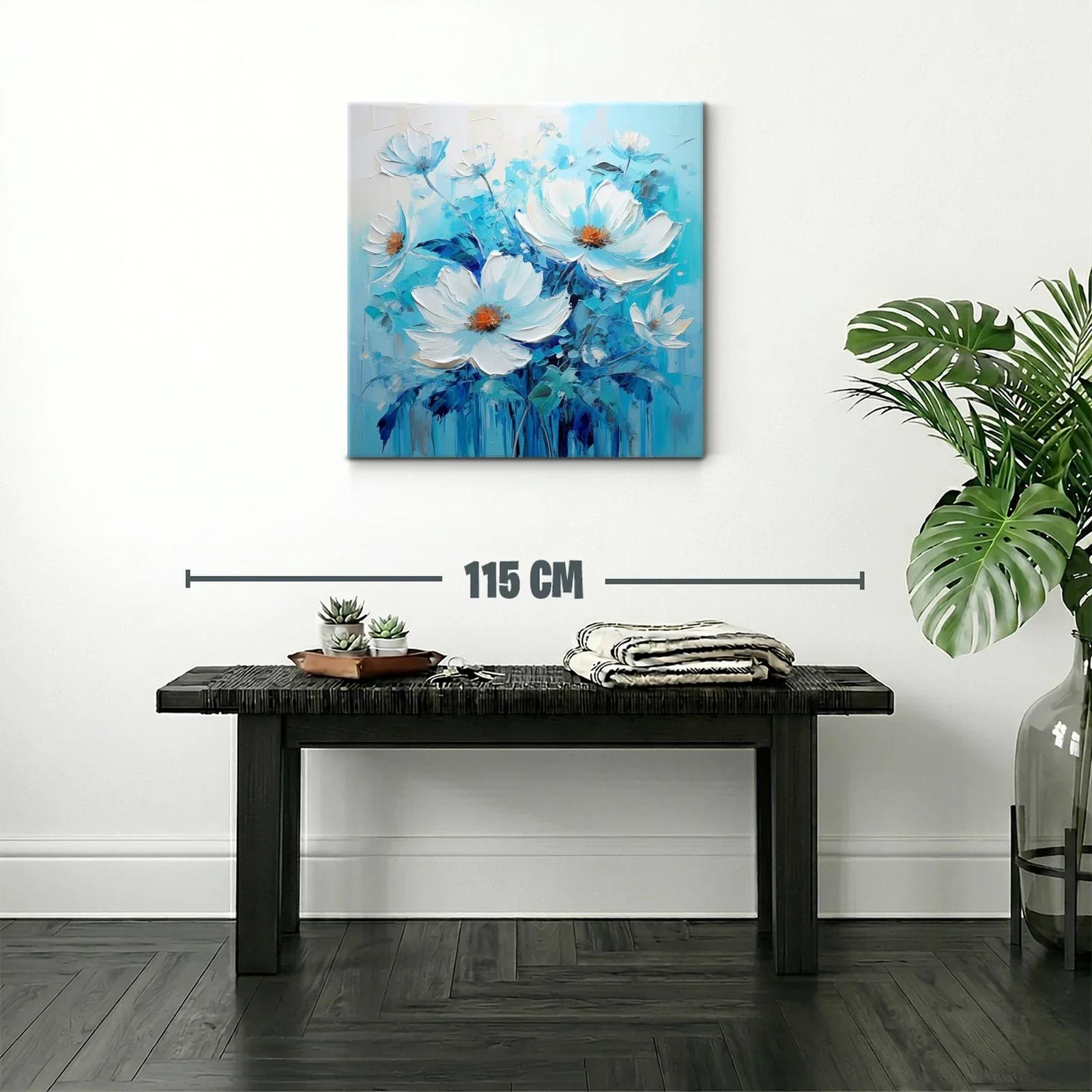 Cuadro floral con vibrantes tonos azules y blancos — miniatura 2