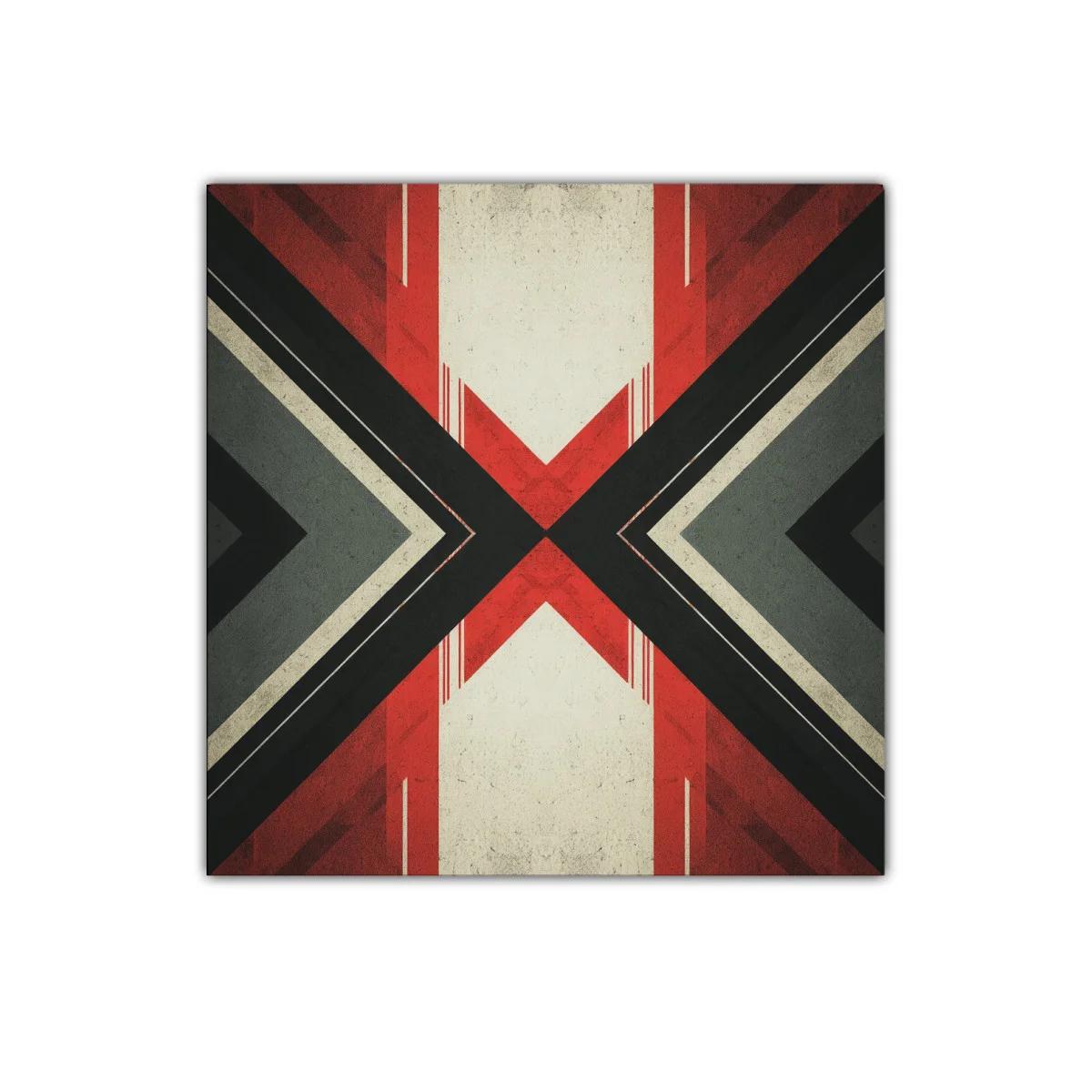 Cuadro decorativo con diseño geométrico moderno en tonos rojizos