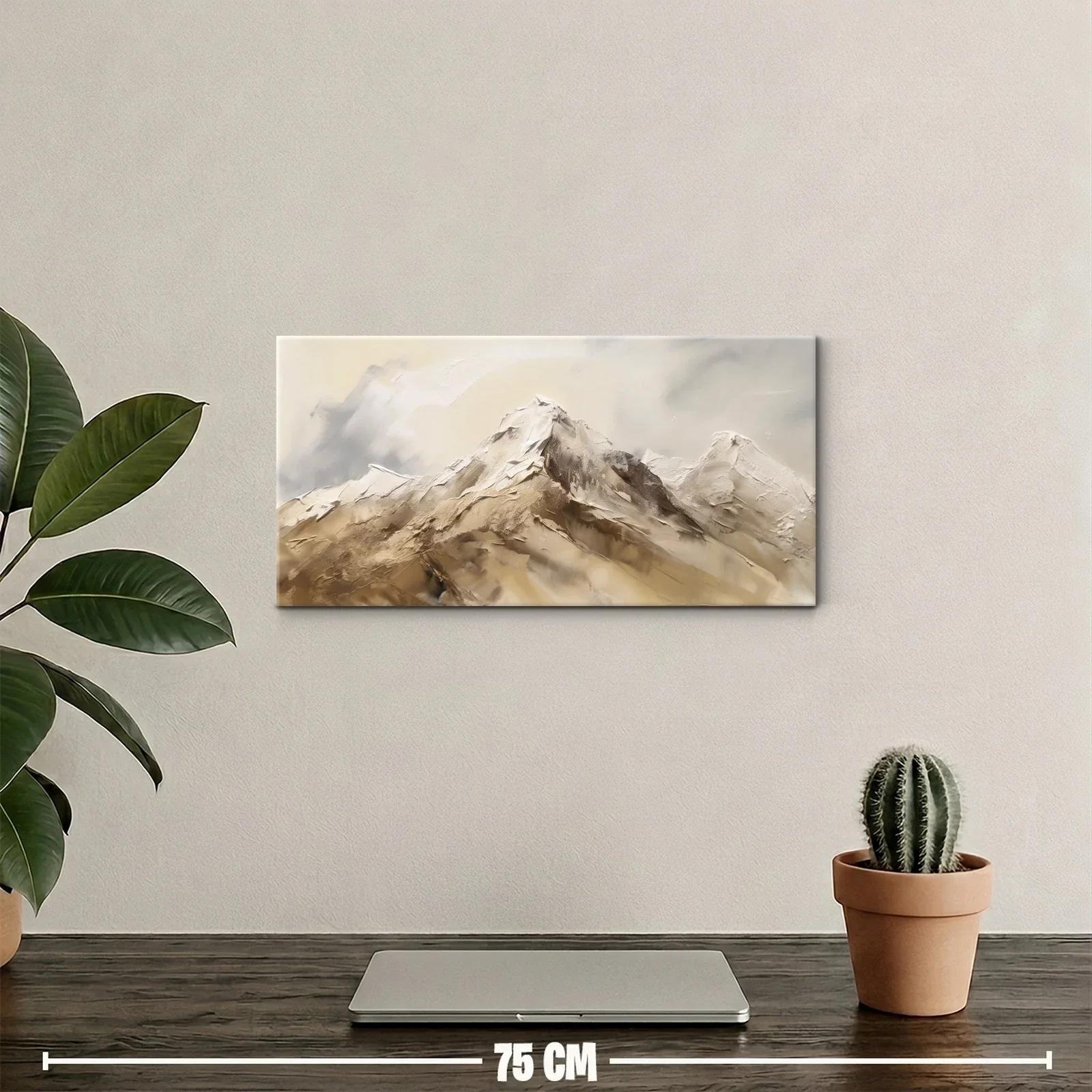 Cuadro montañas nevadas con neblina y picos superpuestos — miniatura 2