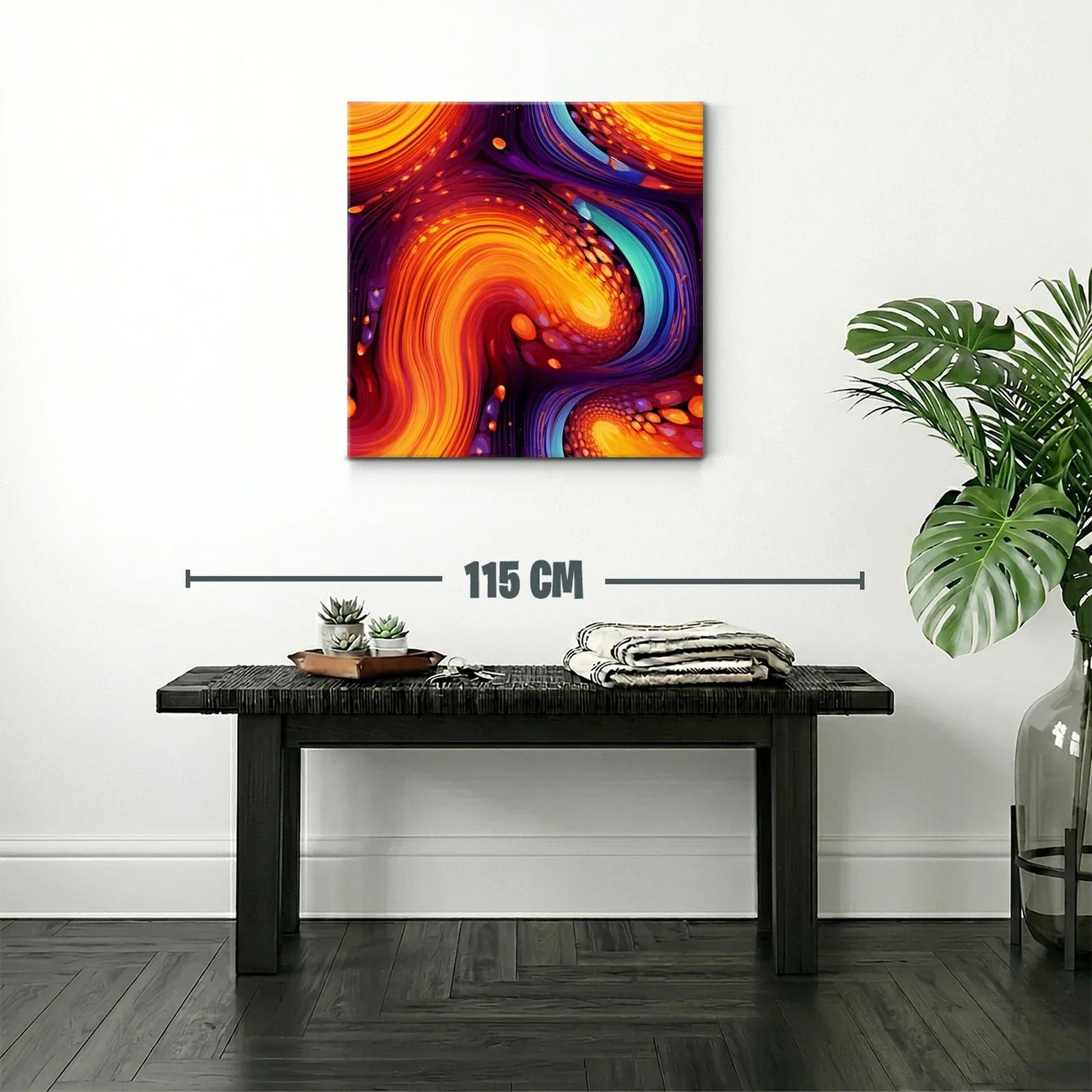 Cuadro abstracto con vibrantes remolinos en tonos cálidos — miniatura 2