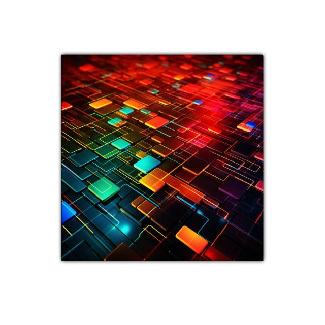 Cuadro decorativo abstracto con formas geométricas vibrantes