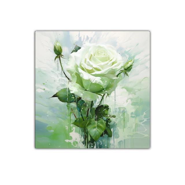 Rosa blanca con detalles en verde para decoración fresca y elegante