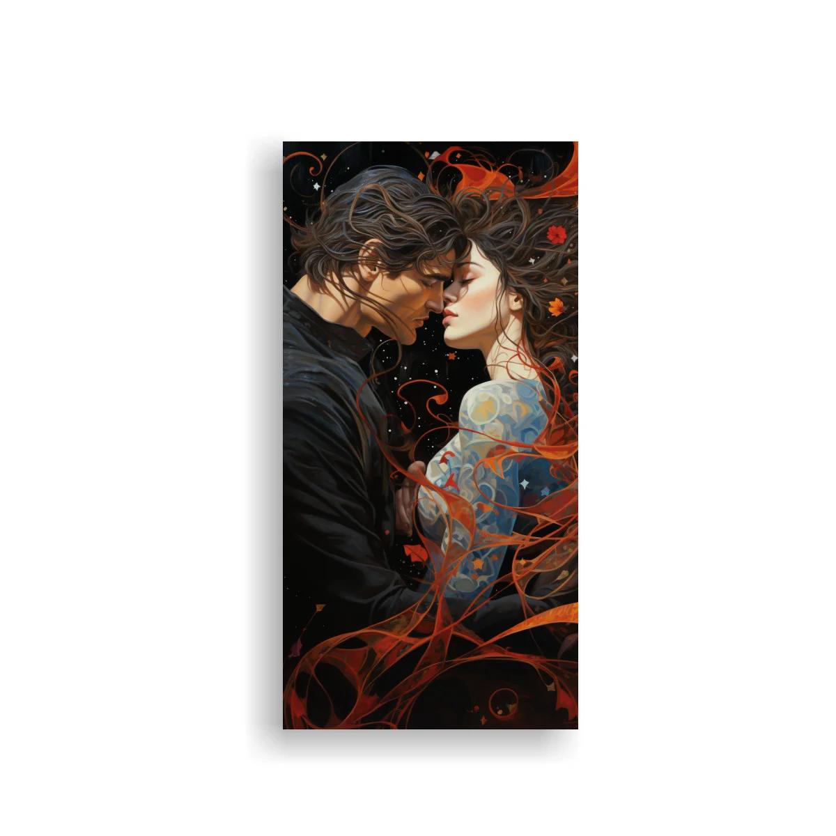 Cuadro pareja abrazándose con flores y ramas entrelazadas — imagen principal