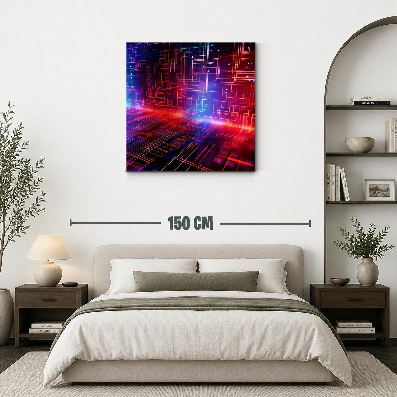 Composición abstracta de líneas luminosas en tonos cálidos y fríos — miniatura 3