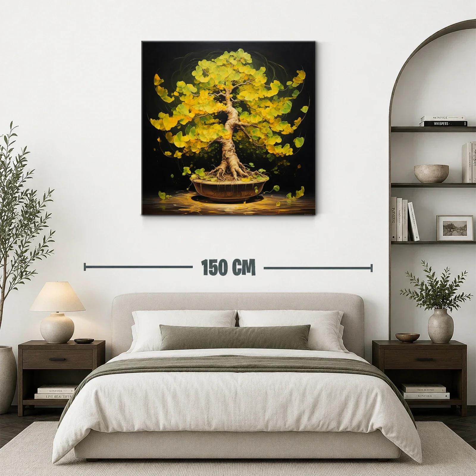 Armonía natural en árbol bonsái de hojas amarillas vibrantes — miniatura 3