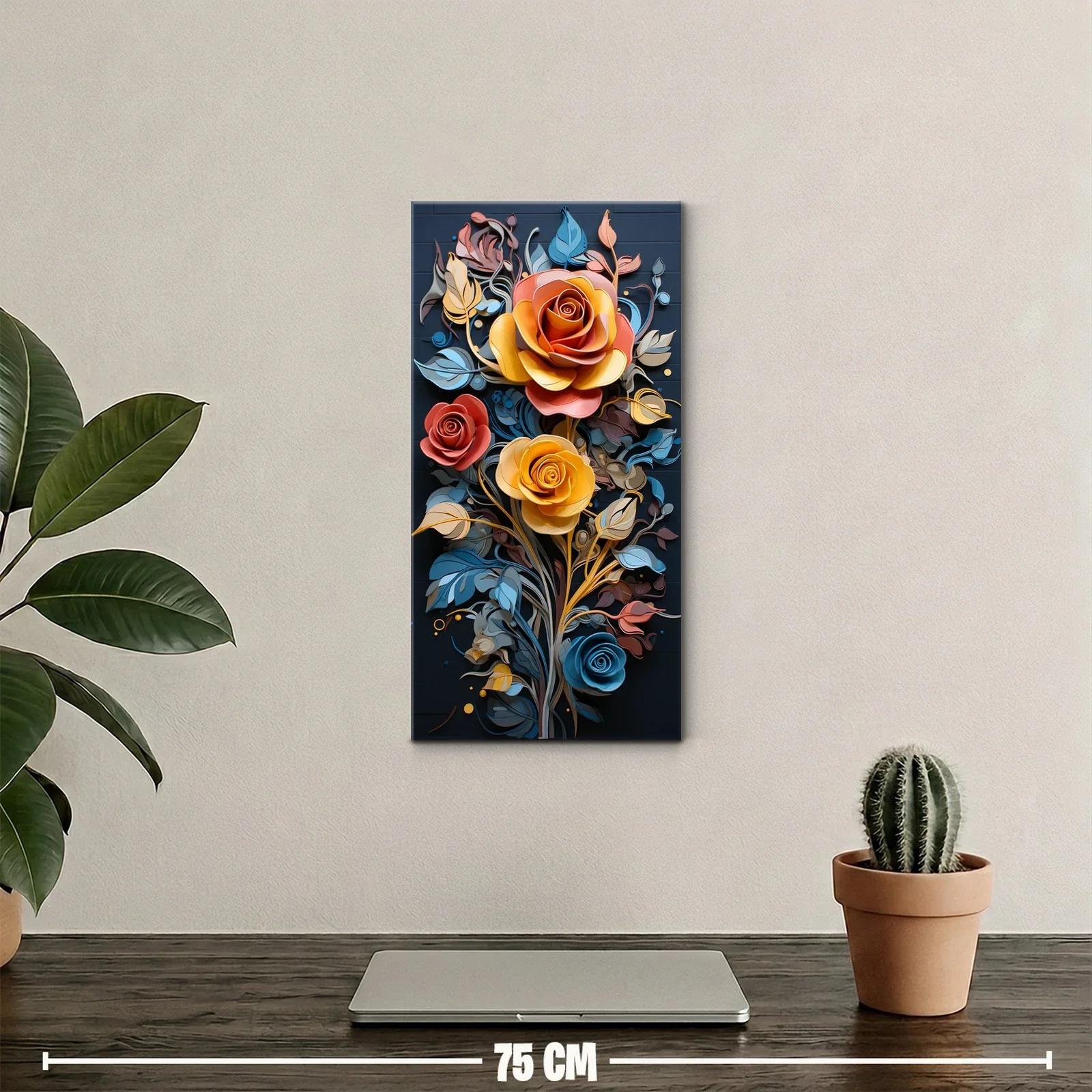 Cuadro ramo de rosas con tallos ondulantes y fondo oscuro — miniatura 2