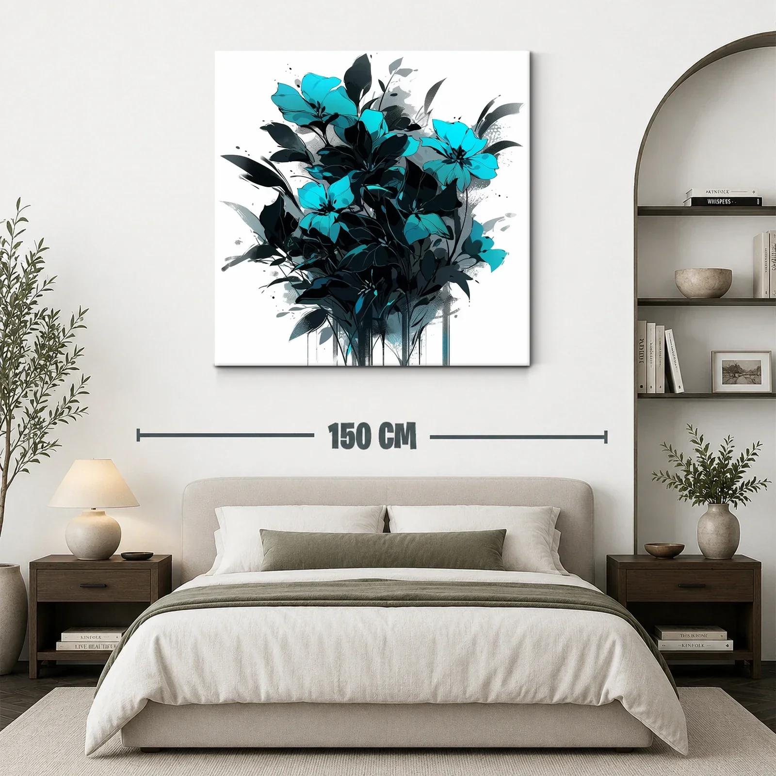 Cuadro con ramo de flores en tonos azul y negro — miniatura 3