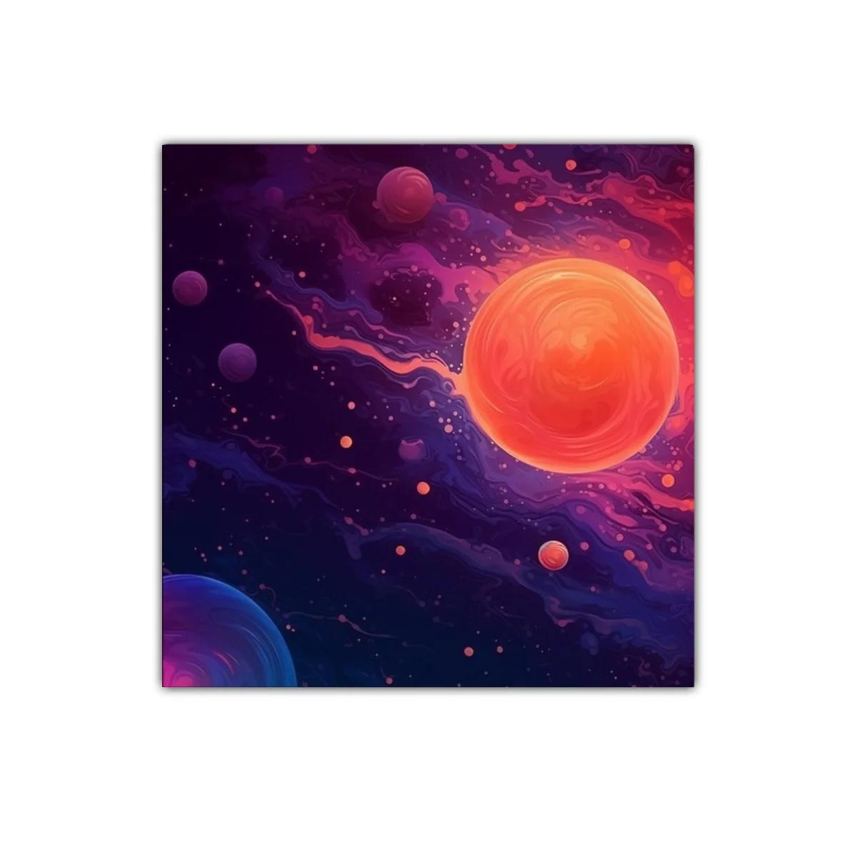 Cuadro cósmico con planetas vibrantes y energía galáctica — imagen principal