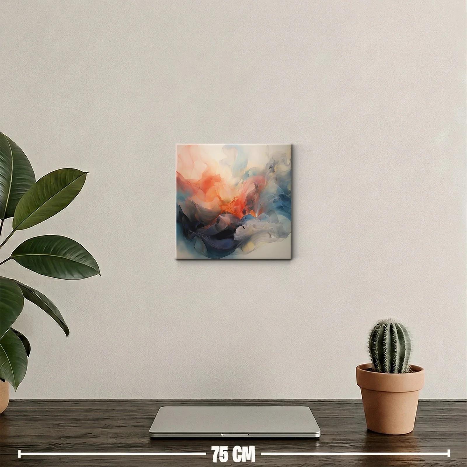 Cuadro decorativo con formas fluidas en tonos cálidos y fríos — miniatura 2