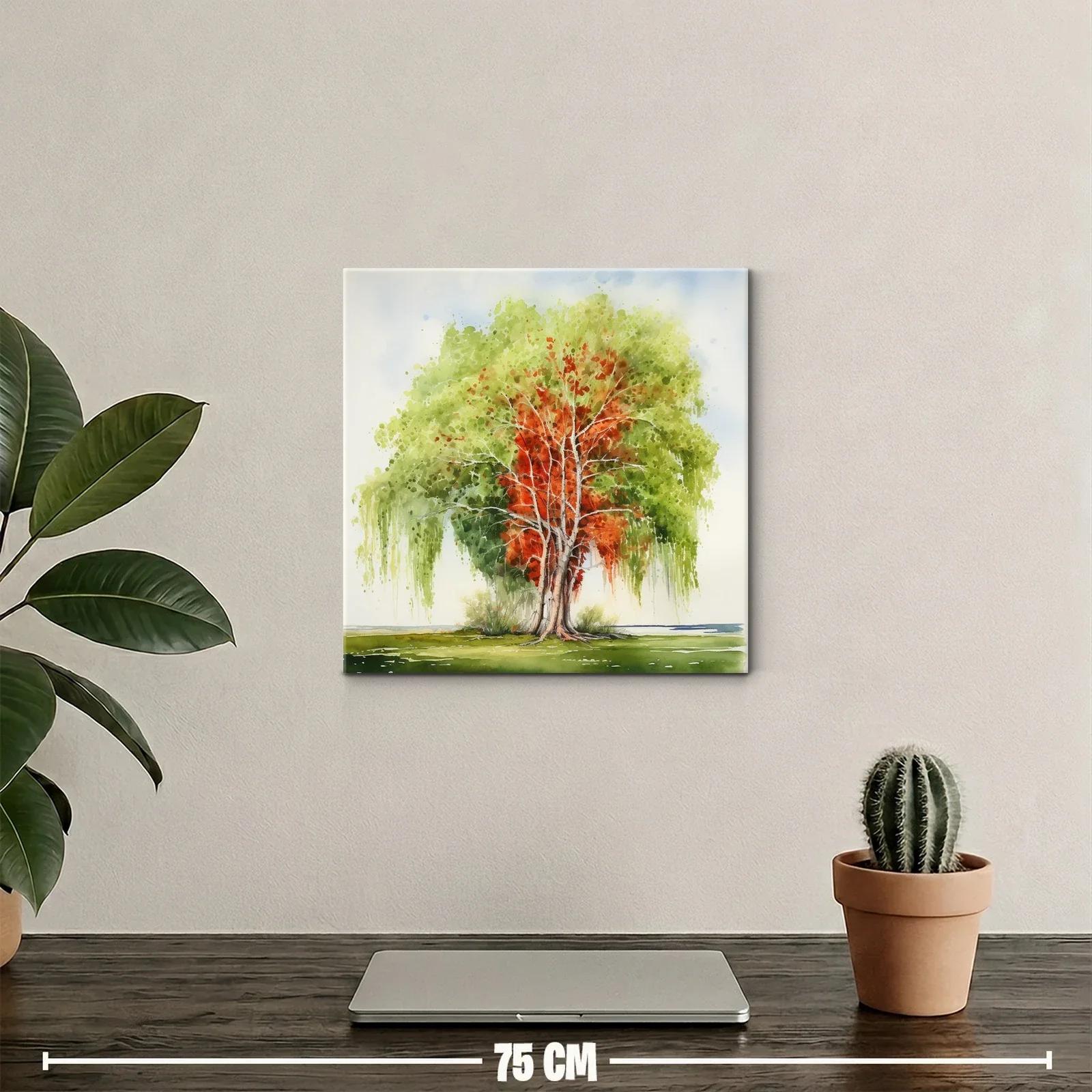 Árbol en plena transición con vibrantes tonos otoñales y verdes — miniatura 2