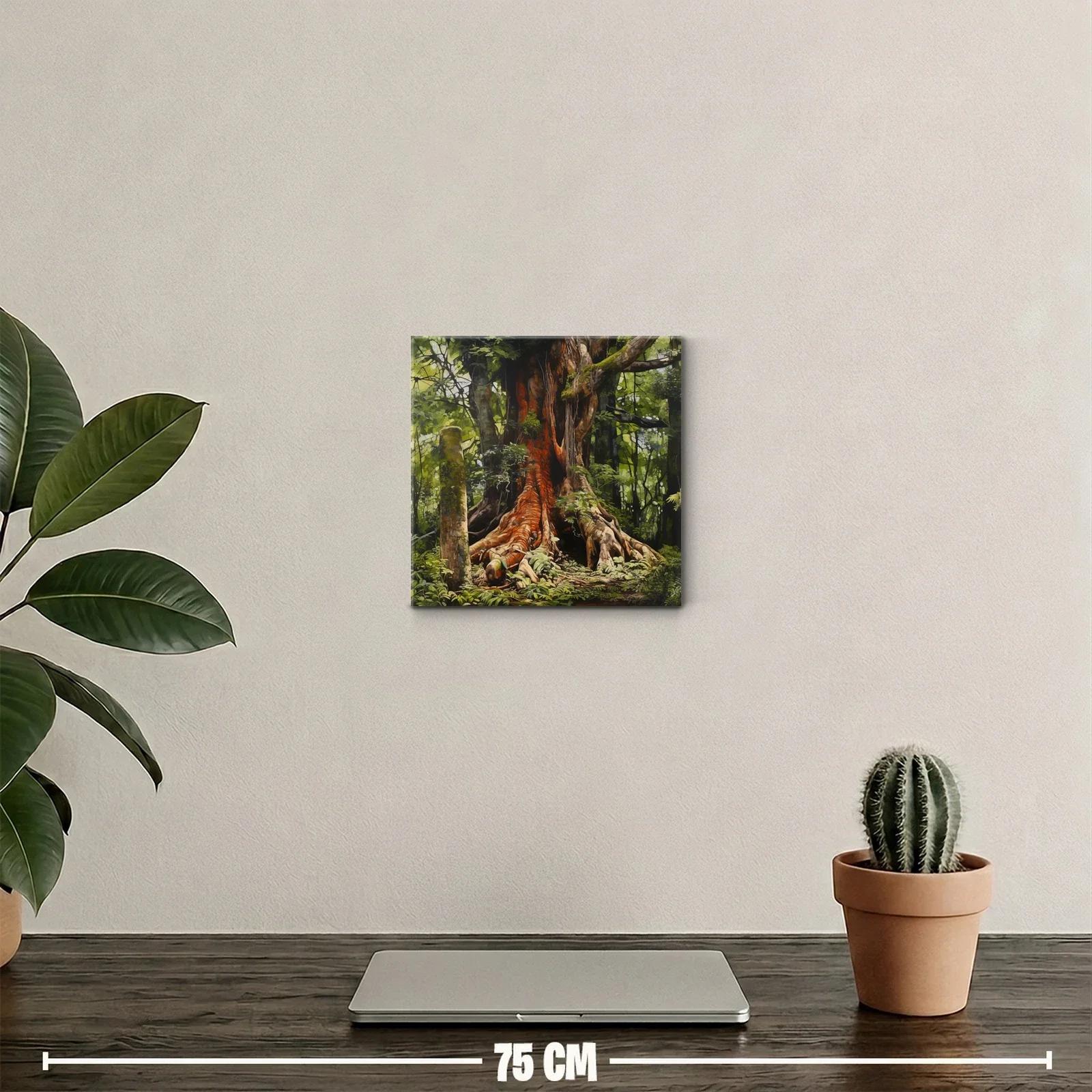Majestuoso árbol con raíces aéreas en bosque tropical verde — miniatura 2