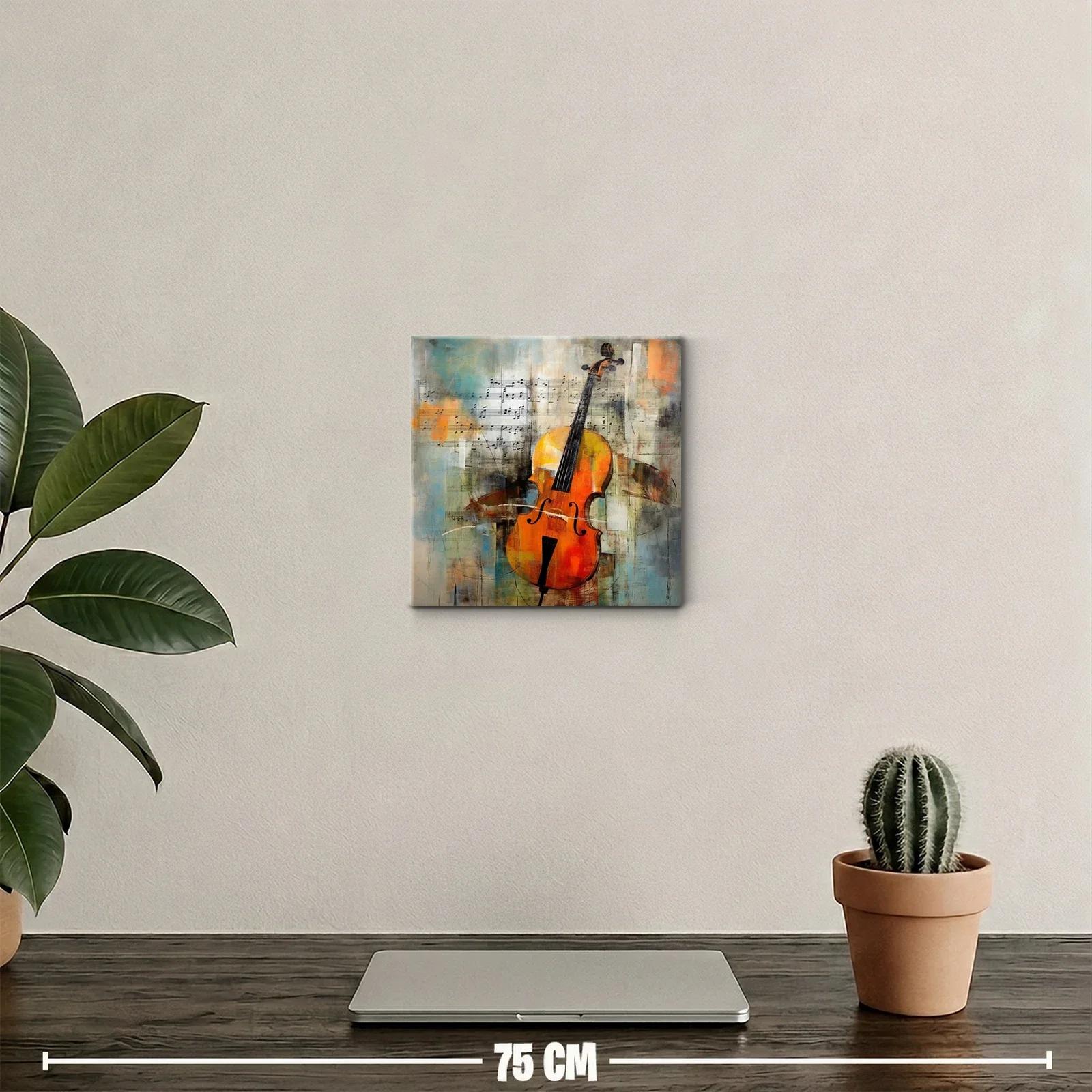 Cuadro decorativo con violonchelo en tonos cálidos y textura artística — miniatura 2