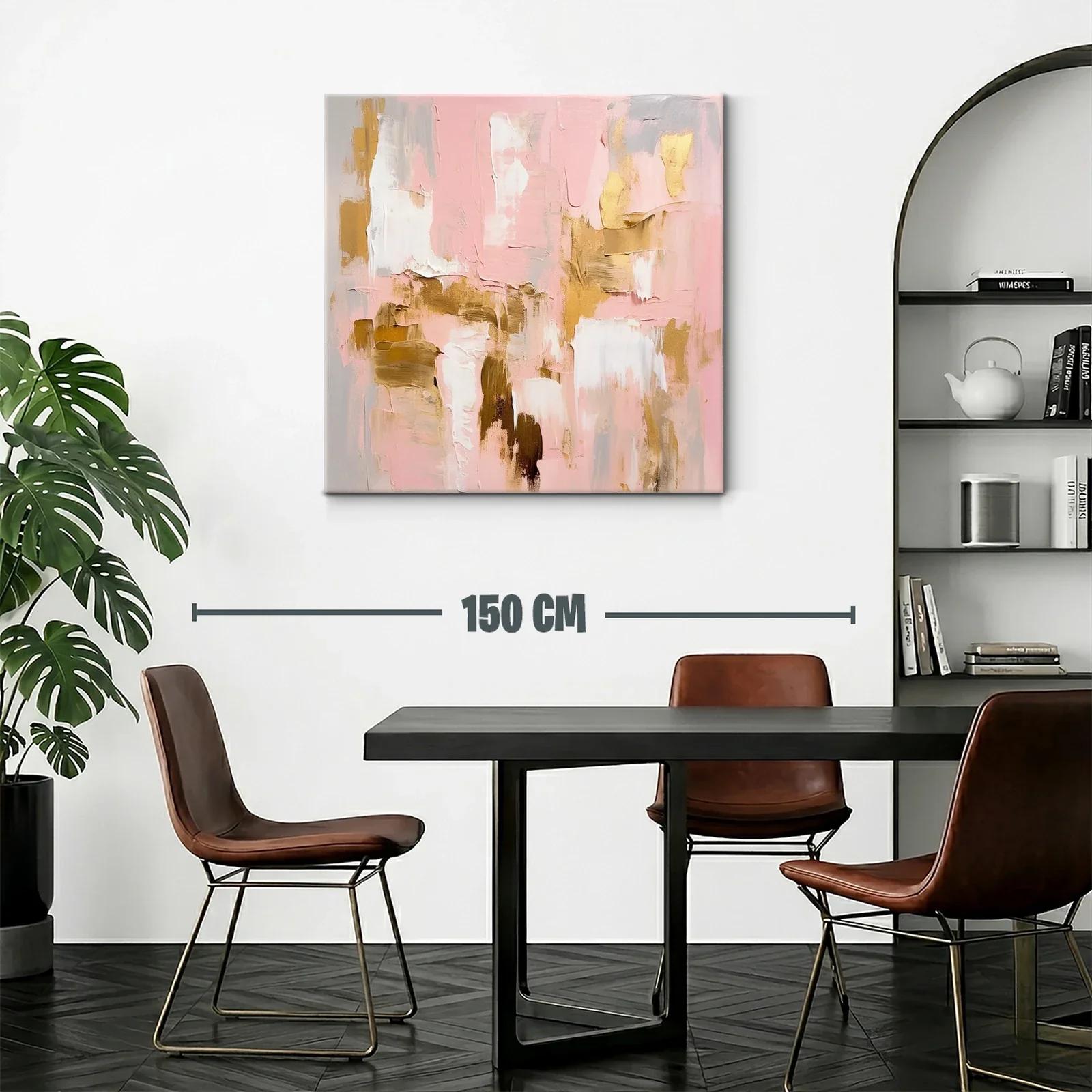 Arte abstracto en tonos rosa y dorado para un ambiente elegante — miniatura 2