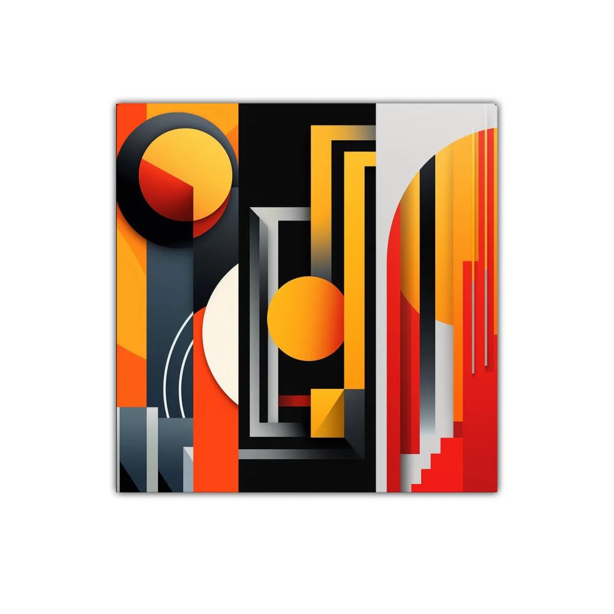 Composición geométrica vibrante con formas y colores intensos