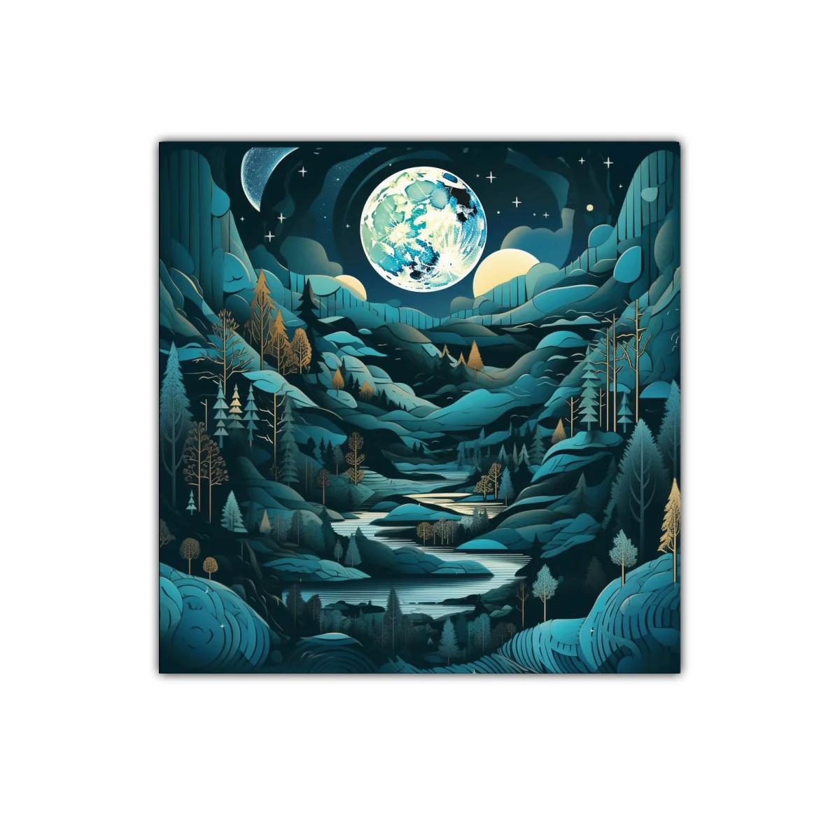 Paisaje nocturno con efecto de luna llena brillante — imagen principal