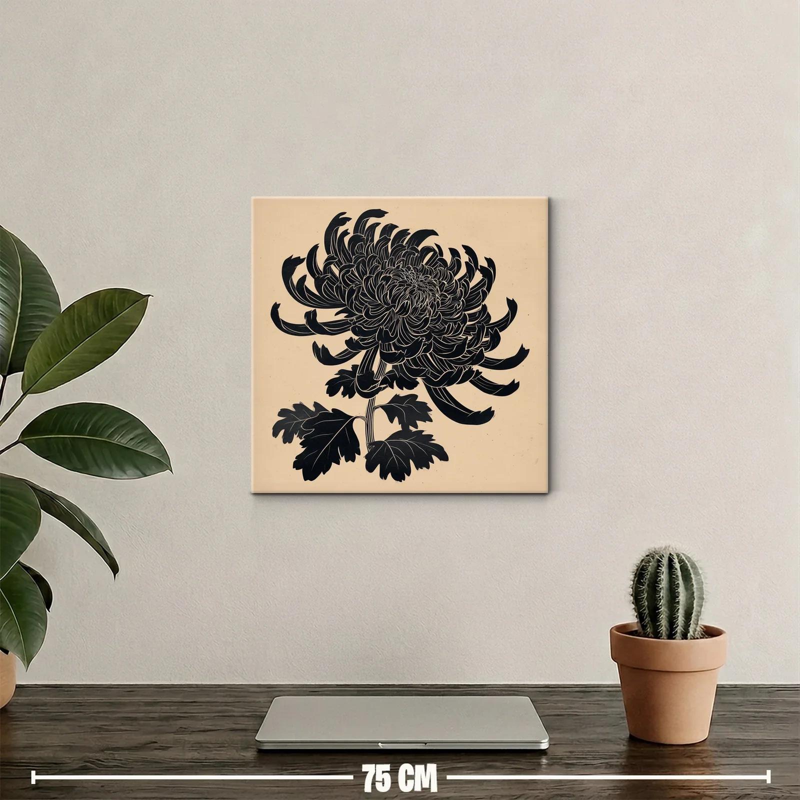 Flor negra de crisantemo sobre fondo beige elegante — miniatura 2