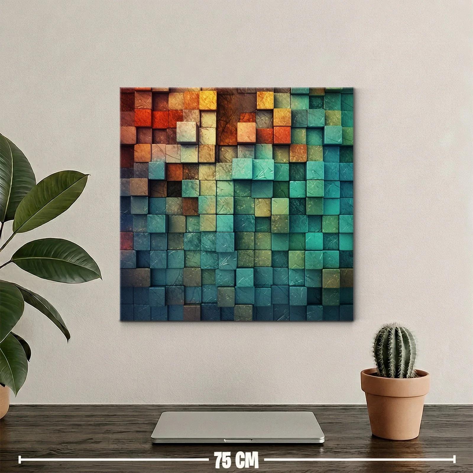 Composición geométrica en tonos cálidos y fríos vibrantes — miniatura 2