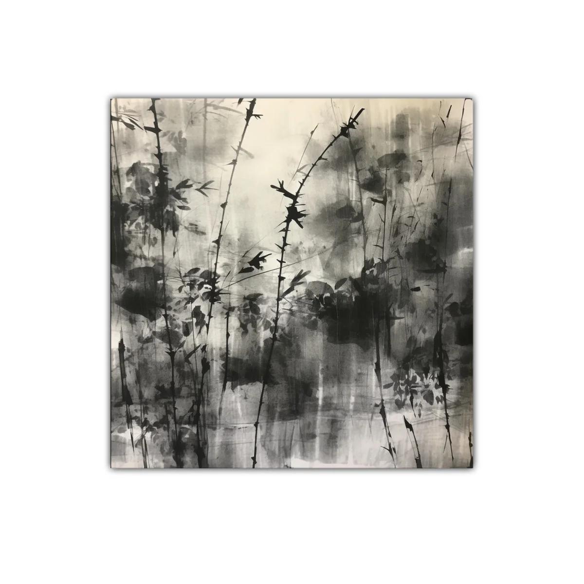 Arte abstracto con ramas en tonos grises y negros — imagen principal
