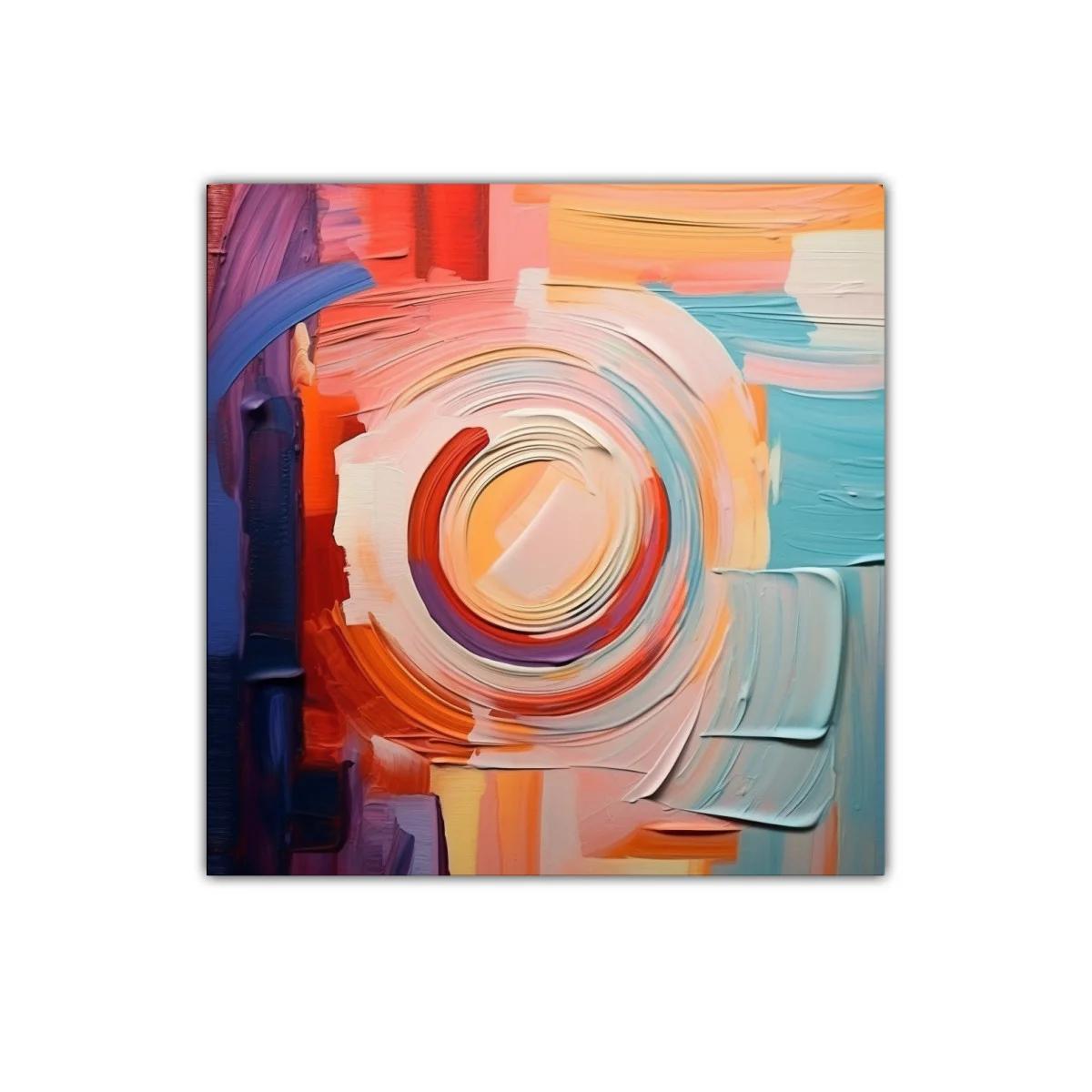 Cuadro abstracto con tonos cálidos y formas circulares