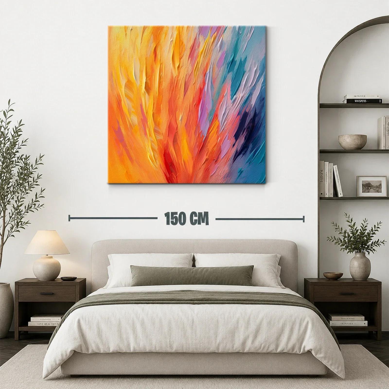 Cuadro abstracto en vibrantes tonos cálidos y fríos — miniatura 3