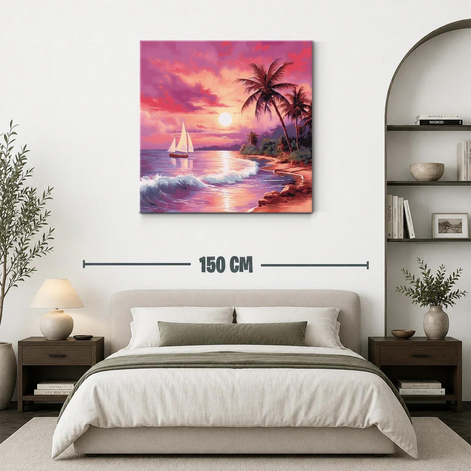 Atardecer tropical con velero en cielo vibrante — miniatura 3