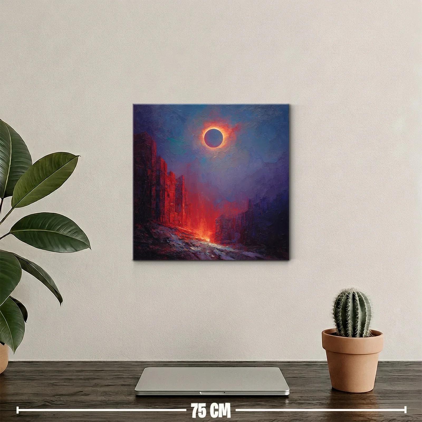 Eclipse solar sobre paisaje urbano en llamas — miniatura 2