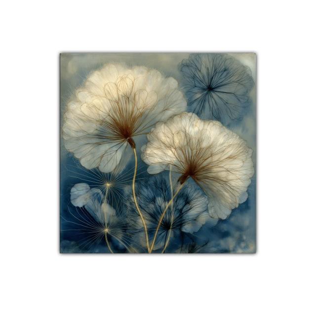 Delicadas flores en tonos beige y azul para un ambiente sereno