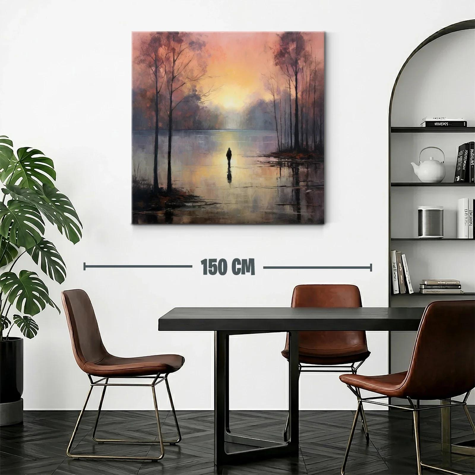 Paisaje sereno al amanecer con figura solitaria — miniatura 2