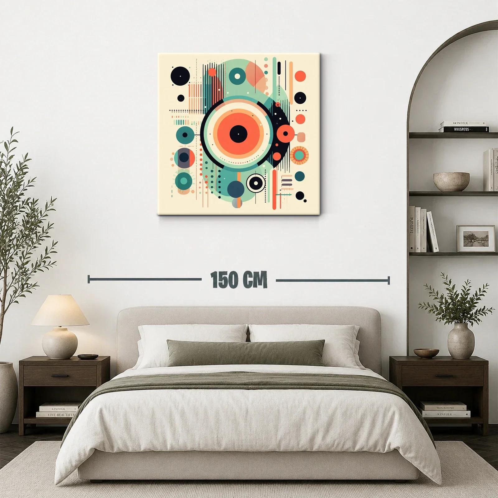 Cuadro Abstracto con Formas Circulares en Tonos Cálidos y Fríos — miniatura 3