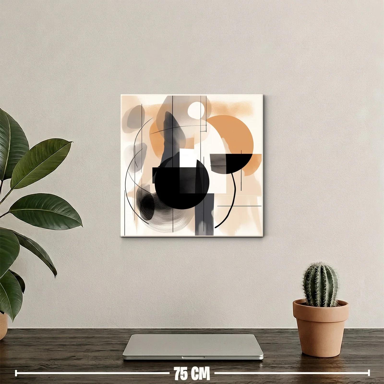 Cuadro abstracto con formas geométricas y tonos cálidos — miniatura 2