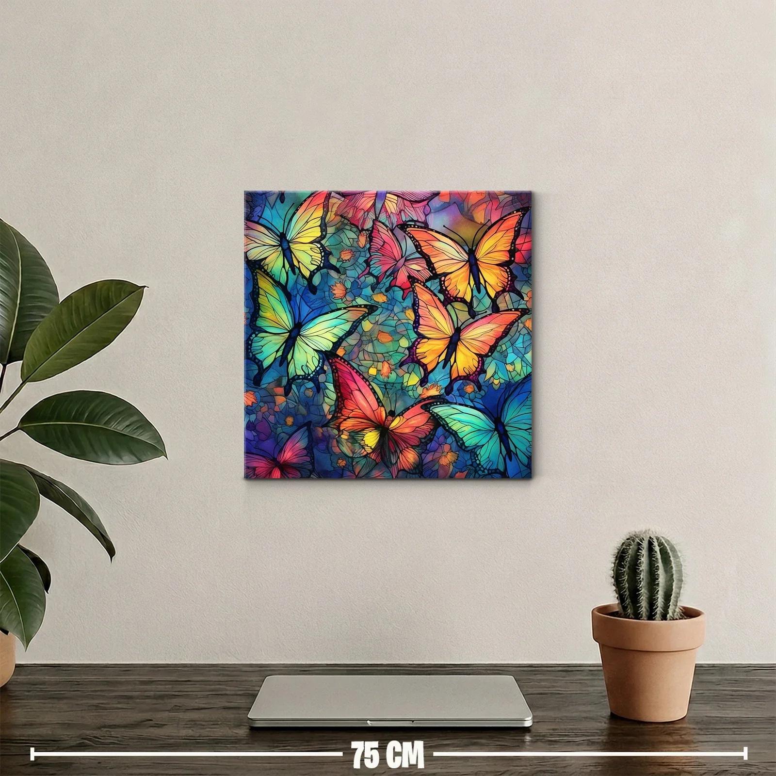 Cuadro con mariposas en vibrantes tonos azul y naranja — miniatura 2