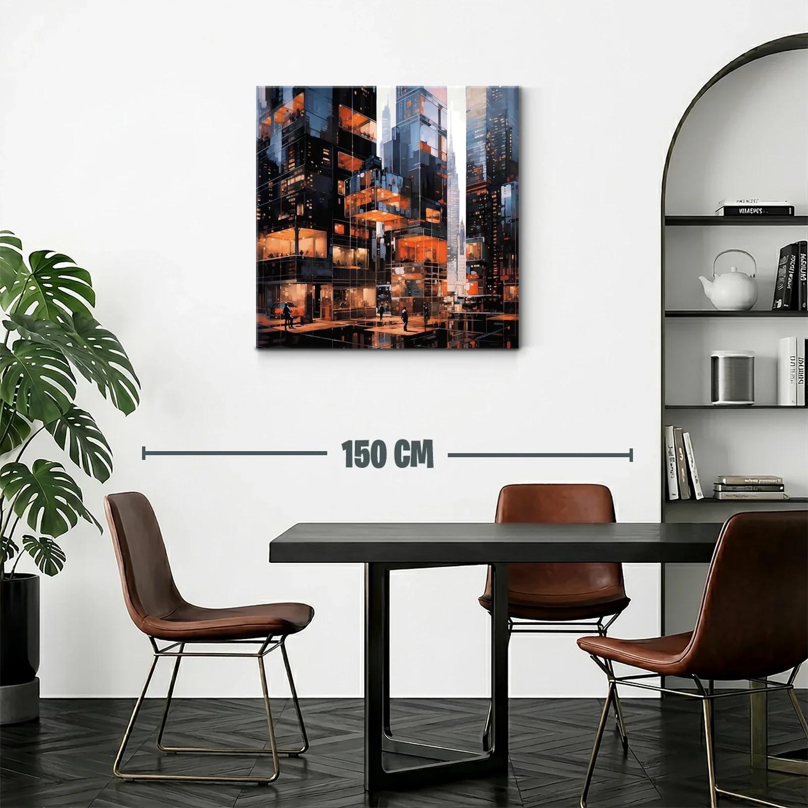 Ciudad iluminada con arquitectura moderna y reflejos urbanos — miniatura 2