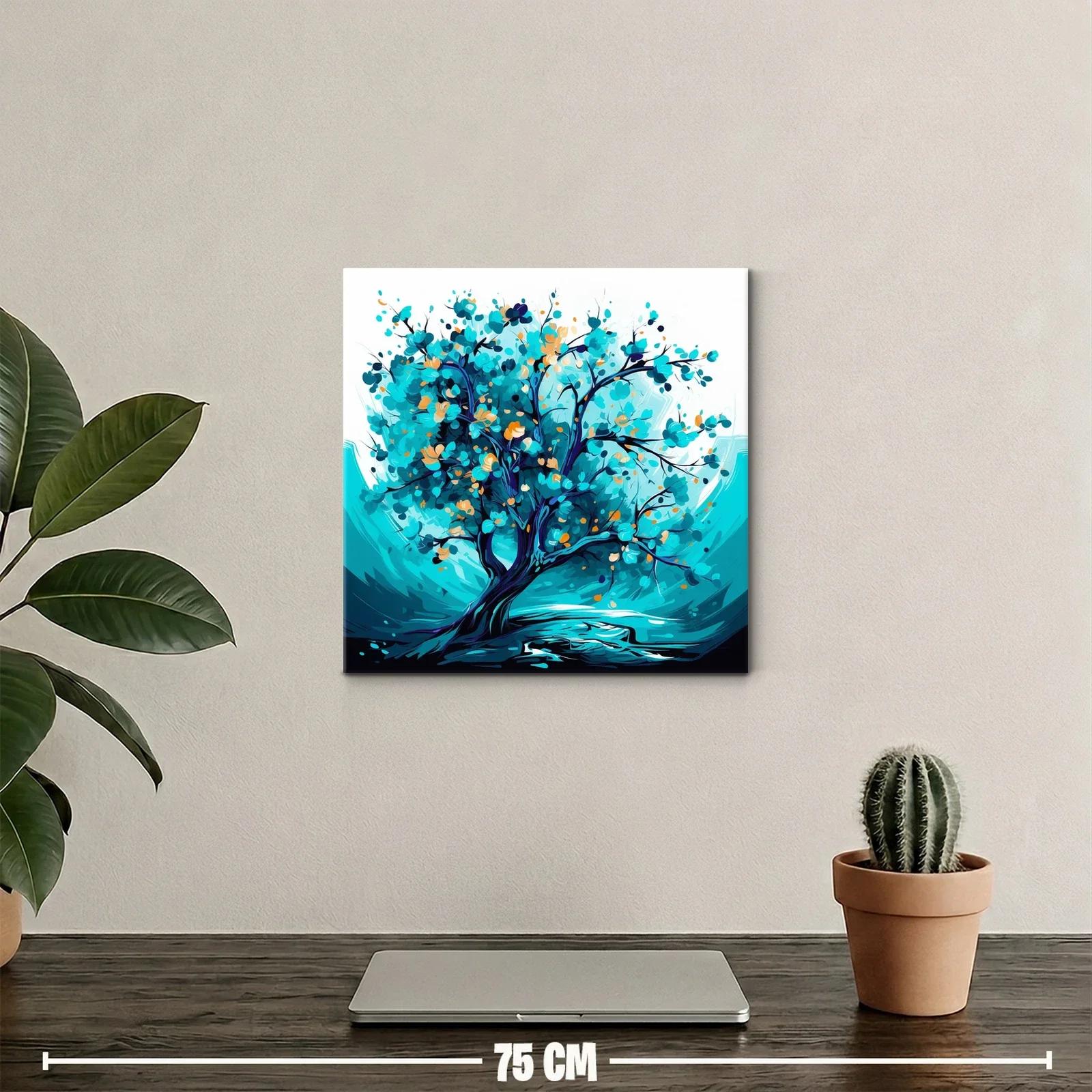 Árbol vibrante en tonos turquesa y azul profundo — miniatura 2