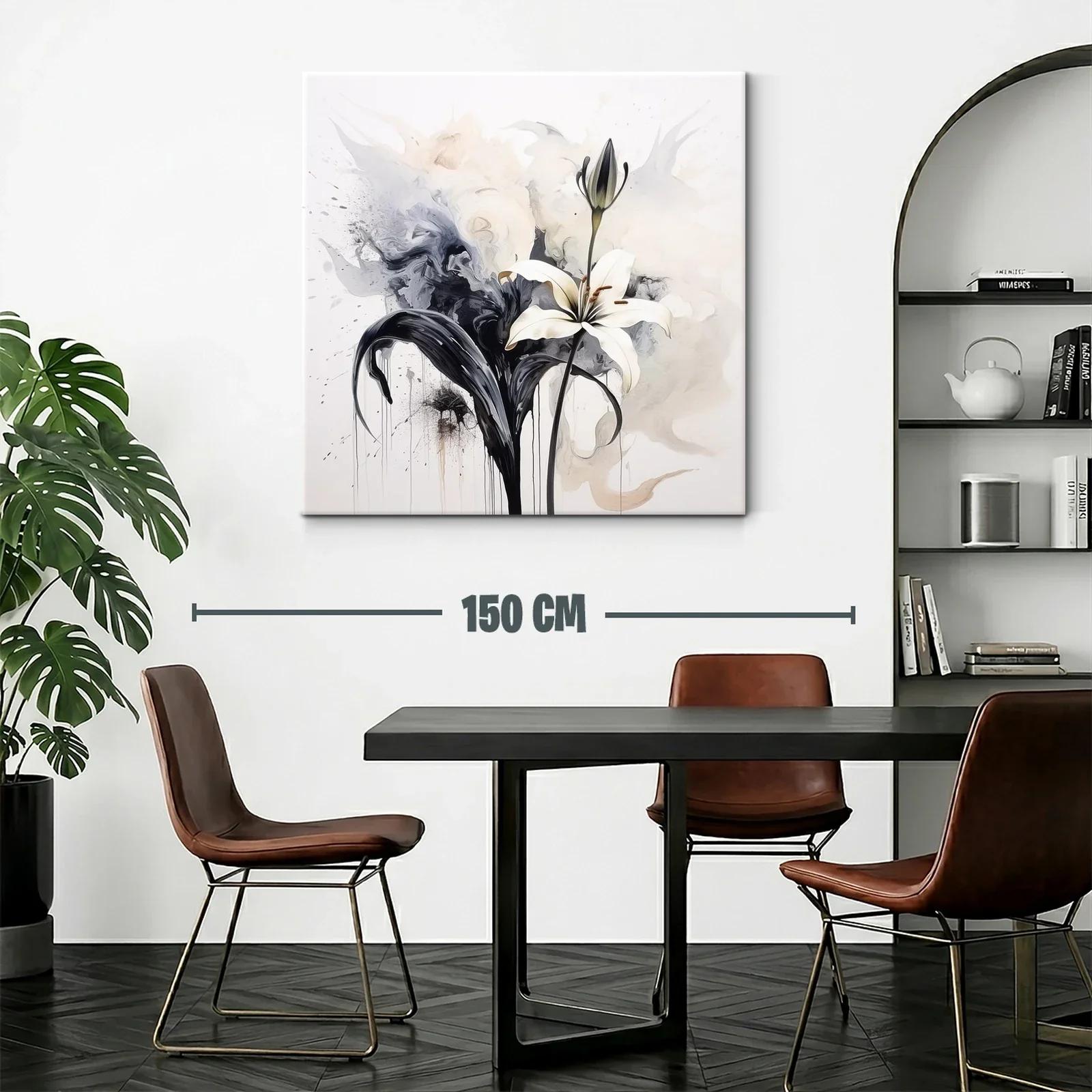 Cuadro floral elegante con lirio blanco y contraste en tonos neutros — miniatura 2