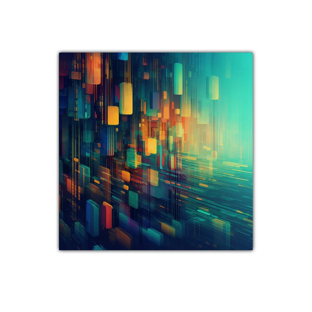 Cuadro abstracto vibrante con bloques de luz coloridos — imagen principal