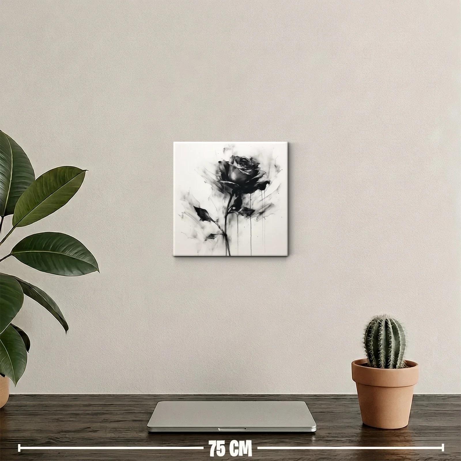 Rosa en blanco y negro con efecto acuarela y trazos fluidos — miniatura 2