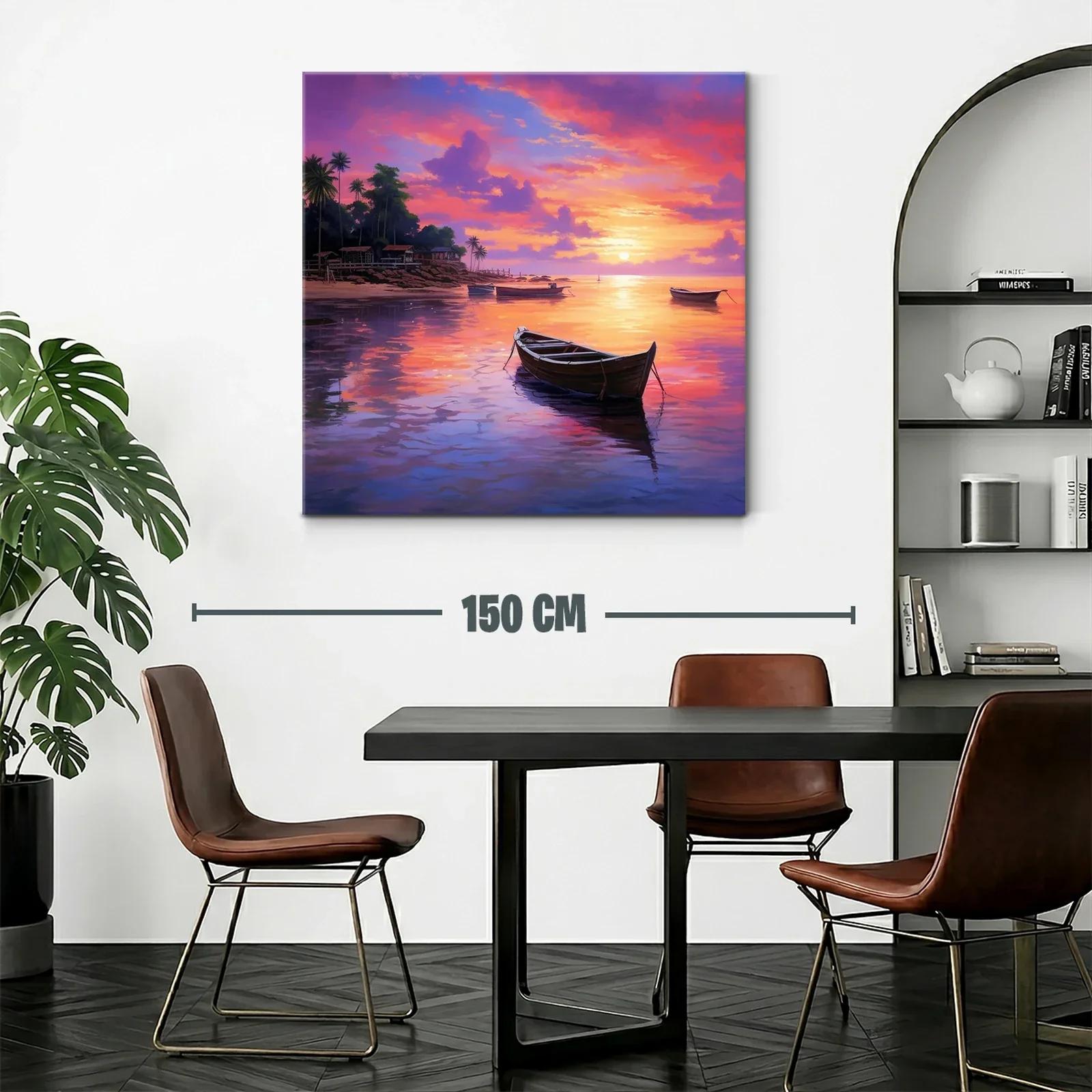 Atardecer sereno con barcos en aguas tranquilas — miniatura 2
