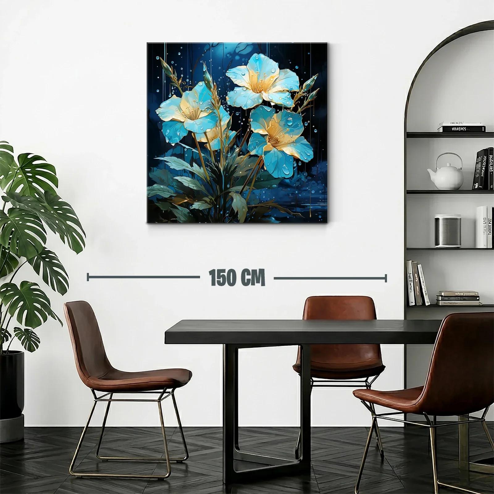 Flores luminosas en tonos azulados con gotas de agua — miniatura 2